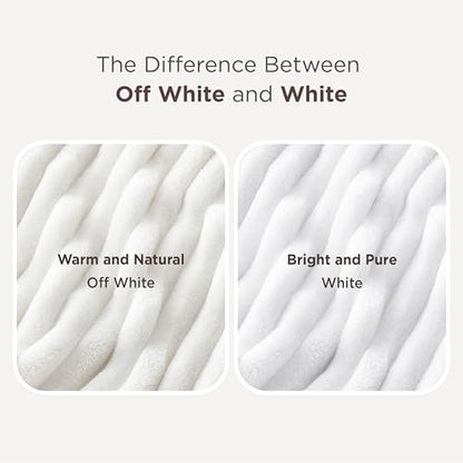 Bedsure Soft Cozy Queen Size Fleece Blanket for Bed Off White 90"x90" - color: Off White, size: Queen