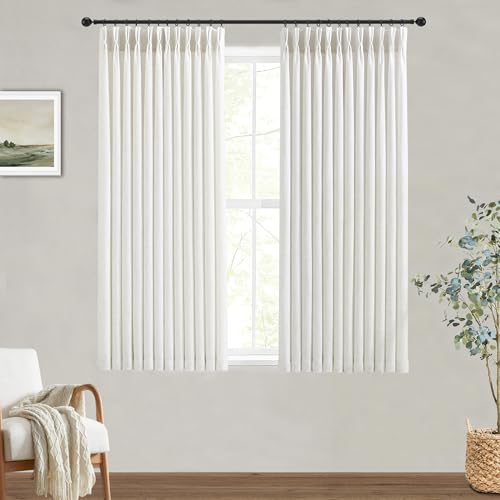 Pinch Pleat Linen Curtains 72 Inch Length for Living Room Dining Room Natural Light Beige Birch Light Filtering Curtains Privacy Window Drapes Neutral Modern Farmhouse Decor with Back Tab 2 Panels Set - color: Natural Linen, size: 40"W x 72"L (Pack of 2)