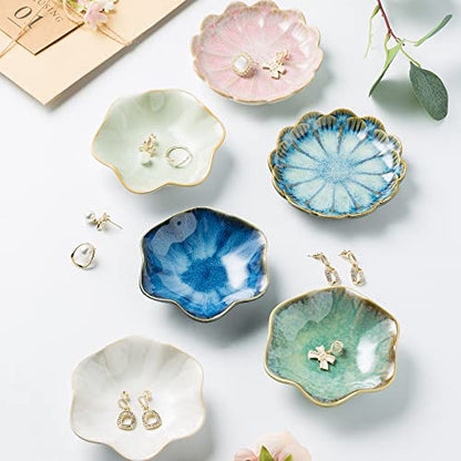 BEUNAIZER Jewelry Dish Tray, Ring Dish, Ceramic Trinket Tray, Key Bowl - color: Starry Blue