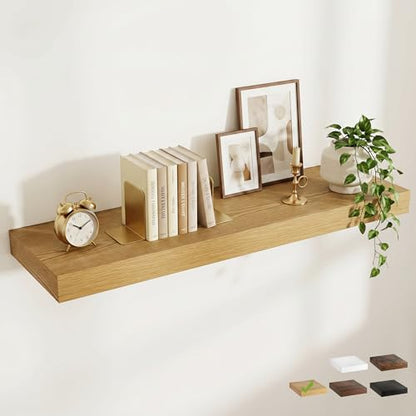 48 Inch Long Floating Shelves for Wall Set of 1, 12"D Wood Grain Shelves - color: Oak, size: 48"Wx12"Dx2"H, 1P