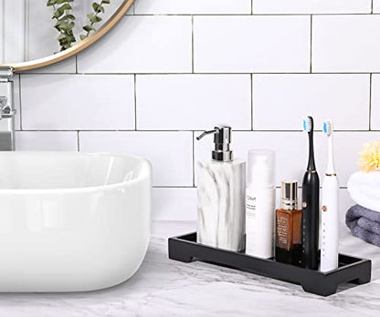 Luxspire Marble Tray for Soap Dispenser Perfume Jewelry, S, Marble Black - color: C - Black, style: Small