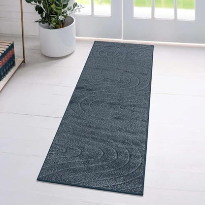 LUXE WEAVERS Modern Geometric Wave Blue 2x8 Area Rug - color: Blue, size: 2' x 8' (Runner)