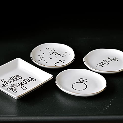 Sweet Water Decor Ring Jewelry Dish Tray | Great for Her Engagement Engaged Ring Dish Holder Bride Ring Holder Gold Ceramic Trinket Tray Wedding Accessories - style: Ring