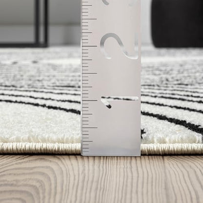 Abani Cream and Black Swirl Area Rug | 4" x 6" Beige Carpet with Wave Pattern | Modern Rug for Living Room, Bedroom and Office | Nuevo Collection - color: Cream, size: 4' x 6' (Rectangular)