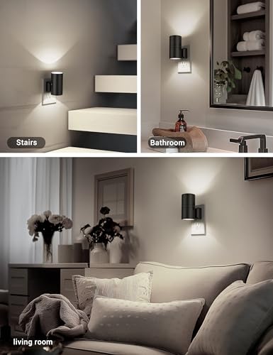 JandCase Night Lights Plug into Wall, Dimmable Night Light, 5000K White - color: Black