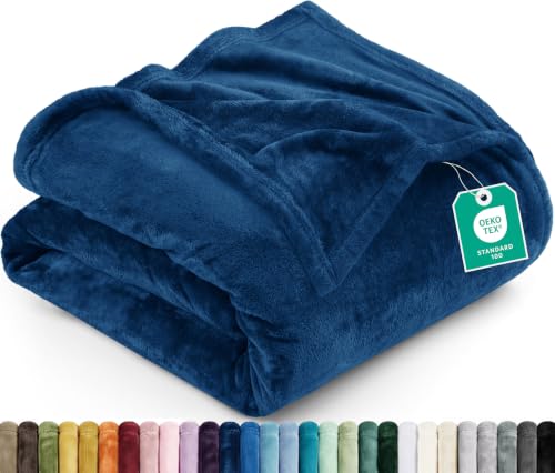 Utopia Bedding Fleece Blanket Throw XL Size Navy 300GSM Luxury Anti-Static Fuzzy Soft Microfiber Blanket for Couch, Sofa and Bed (70x50 Inch) - color: Navy, size: Throw XL (50x70 Inch)