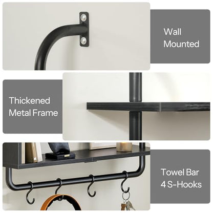 HOOBRO Floating Shelves with LED Lights, 29.5" LED Wall Mounted Shelf - color: Black