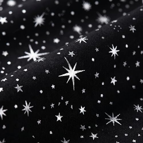 Horaldaily 2Pcs Black Tier Curtains 52x36in, Silver Sequin Star, Halloween - color: Black and Sliver, size: 52"W x 36"L (Pack of 2)