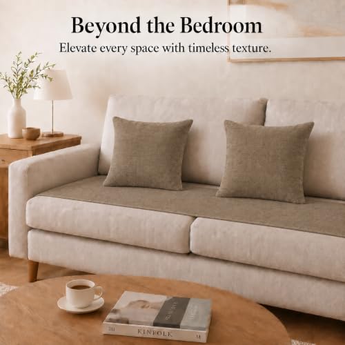 Solid Bed Runner Set,2 Pillow Covers,Olive Brown,70.9x19.7in - color: Olive Brown, size: Twin/Twin XL