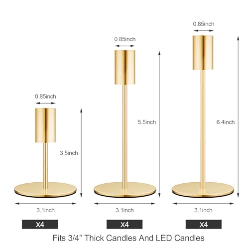 zeochyni Set of 12 French Gold Taper Candle Holder Bulks for Wedding, Party - color: French Gold, size: Set of 12