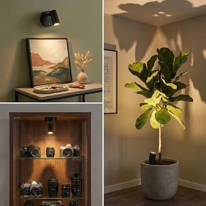 Magnetic Rechargeable Picture Light 2 Pack, Wireless Art Spotlight with Remote & Touch Control, 3 Color Temps Dimmable Wall Light, 2000mAh Battery Accent Lighting for Painting, Gallery, Display - color: Black