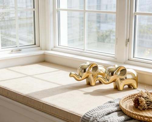4 Inch Gold Ceramic Elephant Figurines Set of 2 - color: Gold