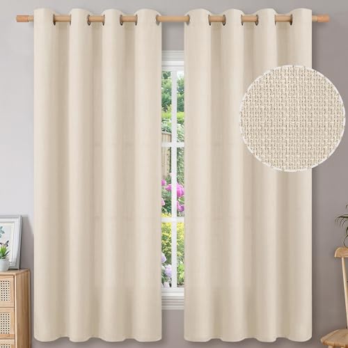 BGment Light Beige Linen Curtains 63 Inch Length for Living Room - 2 Panels - color: Light Beige, size: 52"W x 63"L (Pack of 2)