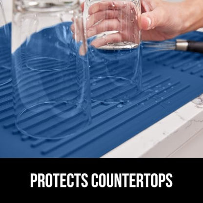 GORILLA GRIP Patented BPA-Free Silicone Dish Drying Mat, 18x16, Blue - color: Blue, size: 18" x 16", style: Silicone