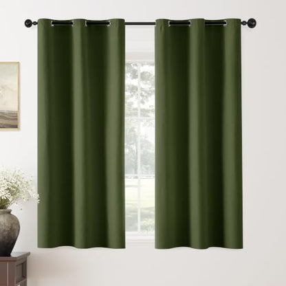 ChrisDowa Olive Green Blackout Curtains 72 Inches Long 2 Panels for Bedroom - color: Olive Green, size: 40"W x 72"L (Pack of 2)