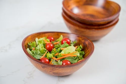 Lipper International Cherry Finished Wavy Rim Serving Bowls for Fruits or Salads, Matte, Small, 7.5" x 7.25" x 3", Set of 4 Bowls - size: Small - Set of 4