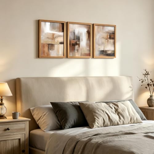LYYGLYY 3Pcs Wood Framed Abstract Brown Canvas Wall Art 12x16 Inches - color: Wood Frame Abstract Brown, size: 12x16 Inches
