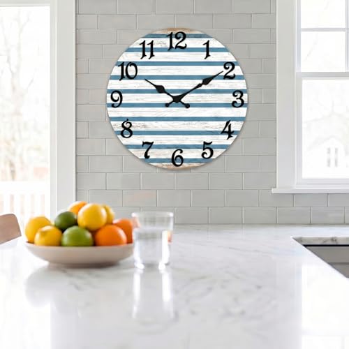 ArtSocket Round Wall Clock Silent Non-Ticking 8", Coastal - color: Farmhouse Rustic Coastal, size: 8in
