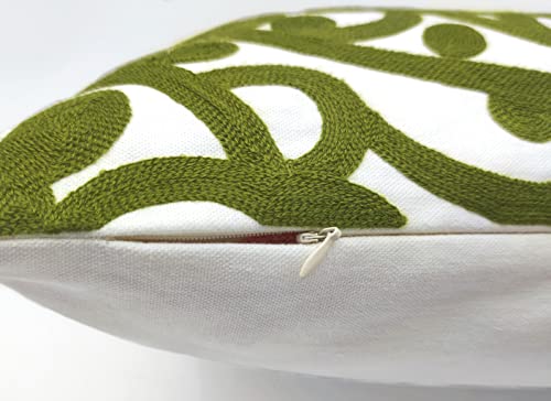 Alysheer Boho Embroidered Throw Pillow Cover 18"x18" Set of 2, Olive Green - color: Olive Green, size: 18" x 18" (Pack of 2)