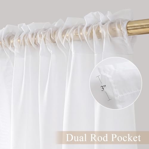 PONY DANCE 4 Panels White Sheer Curtains 72 Inches Long, W 42" x L 63" - color: White, size: 42"W x 72"L (Pack of 4)