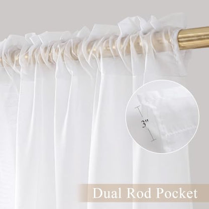 PONY DANCE 4 Panels White Sheer Curtains 72 Inches Long, W 42" x L 63" - color: White, size: 42"W x 72"L (Pack of 4)