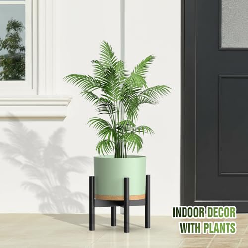 10/9/8 Inch Plant Pots 3 Pack, with Drainage Hole & Saucers - color: Matte Green&brown