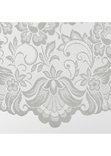 Louis Embroidered Floral Lace Window Curtain Tiers Pair 55" x 36" in White - color: White, size: 55"W x 36"L (Pack of 2)