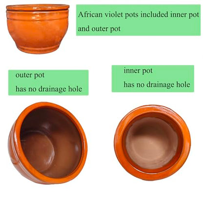 African Violet Pots Self Watering Orange 6 inch - color: Orange
