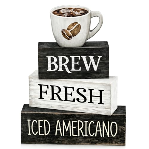 Farmhouse Coffee Table Decor, 4pcs Coffee Bar Sign Decor - style: Coffee