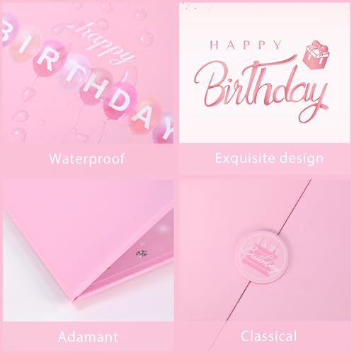 Crenics Pink Happy Birthday Guest Signature Book Alternative 18" x 12" - color: Pink - 2