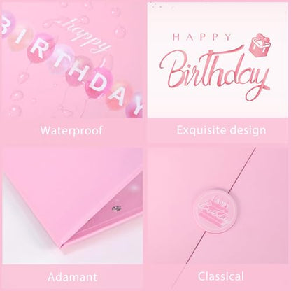 Crenics Pink Happy Birthday Guest Signature Book Alternative 18" x 12" - color: Pink - 2