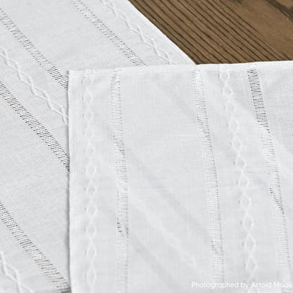 Artoid Mode White Rustic Cotton Linen Table Runner 13x36 Inch - color: White, size: 13" x 36"
