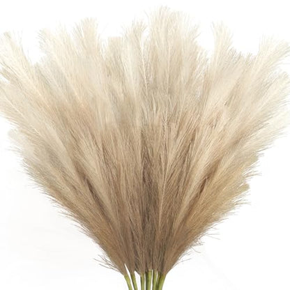 8 Pcs 35.4" Brown Gradient Faux Pampas Grass, Tall Pampas Grass Vase Filler - color: Brown, size: 35.4inch-8Pcs