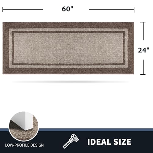 PURRUGS Hallway Runner Rug, 24" x 60", Beige & Grayish Brown - color: Beige & Grayish Brown, size: 24" X 60"