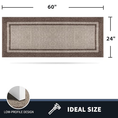 PURRUGS Hallway Runner Rug, 24" x 60", Beige & Grayish Brown - color: Beige & Grayish Brown, size: 24" X 60"