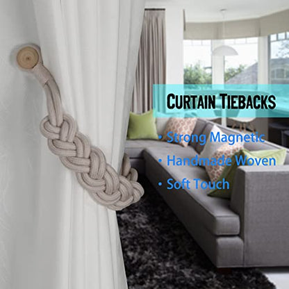 BEL AVENIR Curtain Tiebacks Magnetic 4 Pack Woven Drapery Holdback - color: Blush--4pack