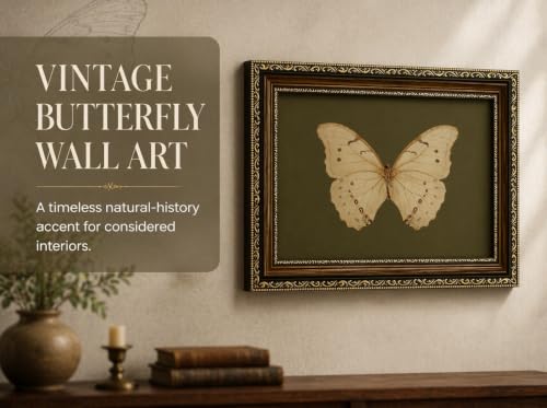 VZKRHPGA Vintage Gold Framed Butterfly Wall Art,Watercolor Green Prints - color: Butterfly, size: 16"L x 12"W