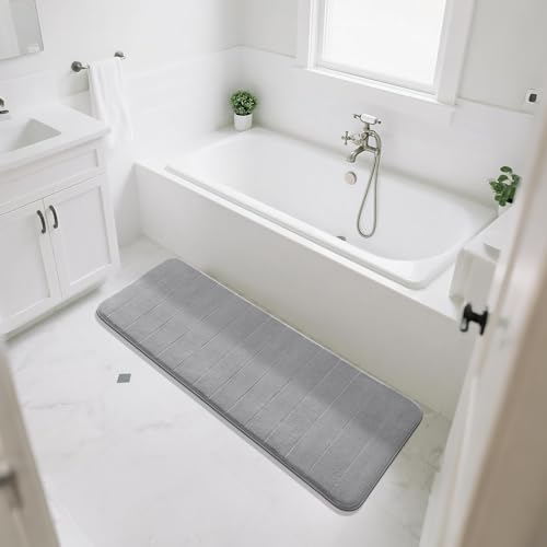 Yimobra 55"x24" Large Bathroom Rug Runner, Memory Foam Bath Mat, Super Soft - color: Grey, size: 55" X 24"