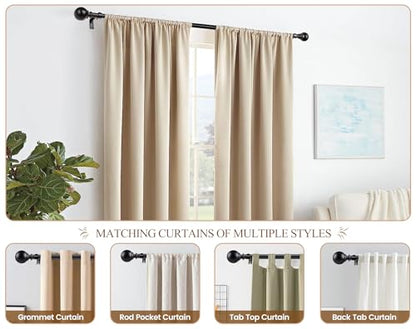 KAMANINA Black 2 Pack Curtain Rod 32 to 58 Inch with Round Finials - color: Black, size: 32-58"(2 Pack)