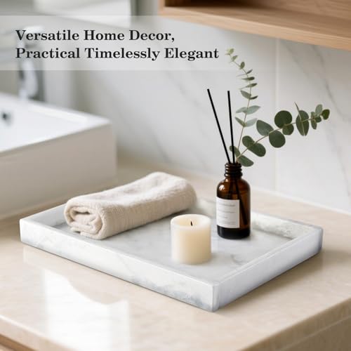 Natural Marble Bathroom Tray, 12"x8" Stone Vanity Decorative Counter Trays - color: 12"x8"-namib Bianco