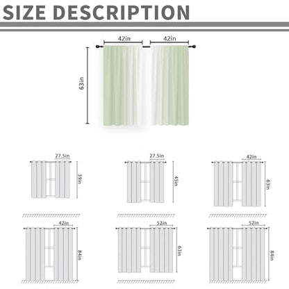 Sage Green Curtains, Ombre, 2 Panels, 42" W x 63" L, Rod Pocket - color: Sage Green, size: 42"W x 63"L (Pack of 2)