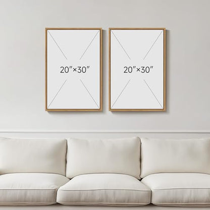 Framed Boho Abstract Neutral Canvas Wall Art for Living Room, 20x30 Inch - color: Green Yellow, size: 20" W x 30" H x 2Pcs