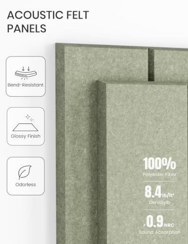 Fluxynara 28" X 18" Felt Bulletin Board Tiles, Bold Stripe, Sage - color: Sage, size: Bold-Stripe