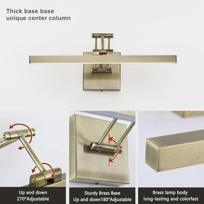 LED Picture Lights for Paintings Dimmable 15.5 Inch Long Hard-Wired Picture Frame Lights Gallery Wall Light with Adjustable Swing Arm Art Display Lamps 7W 3000K Warm White Antique Bronze - color: Hard-Wired Antique Bronze-square base, size: 15.7inch Dimma