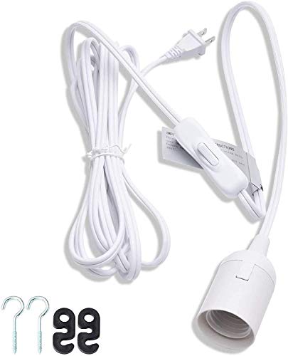 JACKYLED Extension Hanging Lantern Cord Cable UL 12Ft 1 Pack - style: 1pack(switch near the bulb)