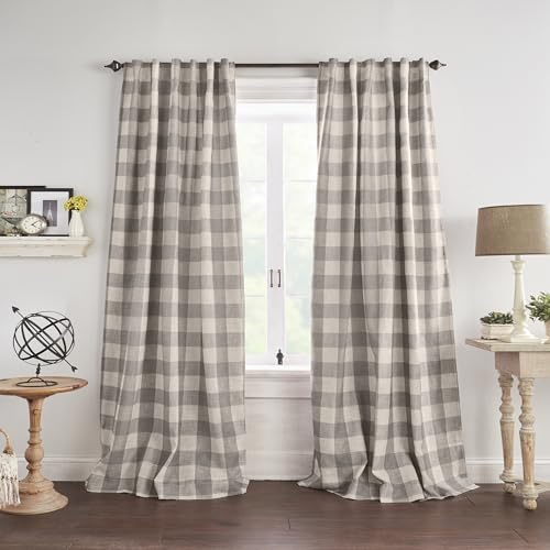 Grainger Buffalo Check Blackout Window Curtain, Gray - 52" W x 84" L - color: Grey, size: 52"W x 84"L (Pack of 1)