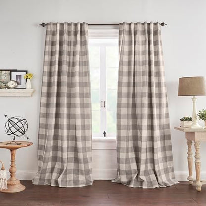 Grainger Buffalo Check Blackout Window Curtain, Gray - 52" W x 95" L - color: Grey, size: 52"W x 95"L (Pack of 1)