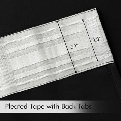 MIULEE 2 Panels Set Black Back Tab Blackout Curtains 52x96 Inch Long - color: Black, size: 52"W x 96"L (Pack of 2)