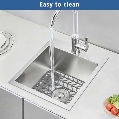 AWOKE Silicone Sink Protectors for Kitchen Sink, 12" x 11" Mat for bottom of sink, Center Drain Hole, Protect from Stains, Scratches, Dishwasher Safe Grid for Kitchen (2 Pack, Gray) - size: 12.25 x 11.5 2PCS Center Drain