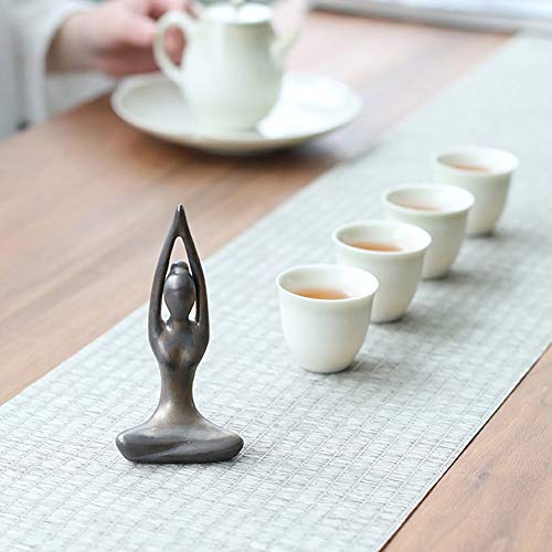 OwMell Lot of 4 Meditation Yoga Pose Statue Figurine Ceramic Yoga Figures - color: Patina Gold